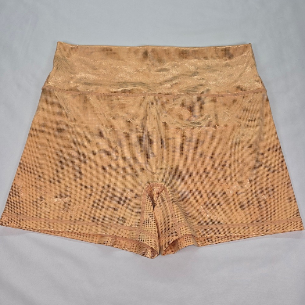 Offline by Aerie Goals Shortie Rose Gold Metallic Foil Hi-Rise Shorts XXL New
